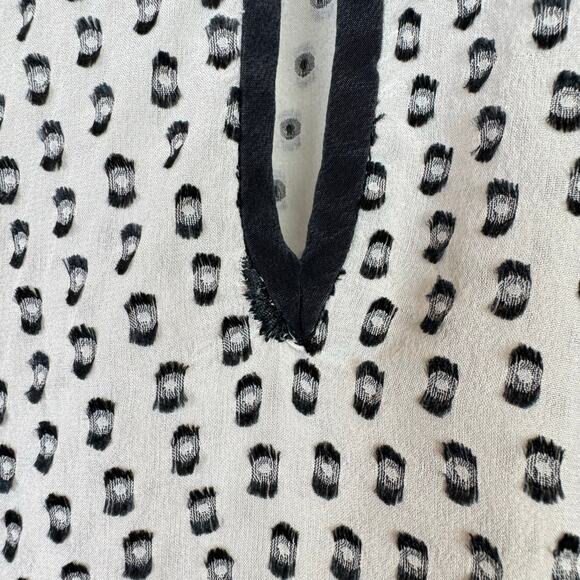 J. Crew Black & White Swiss Dot Silk Blend Long Sleeve Mock Neck Blouse - Picture 11 of 14